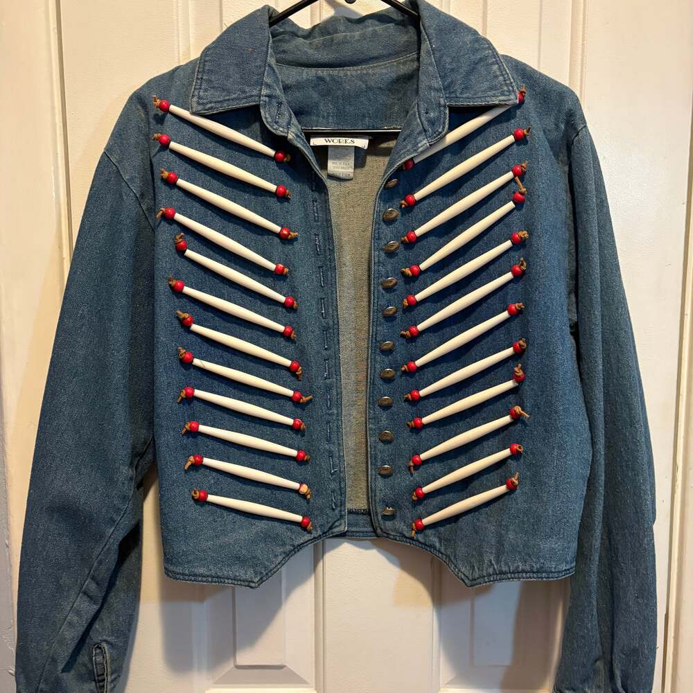 Denim Jacket with Hair Pipe Bones – ,